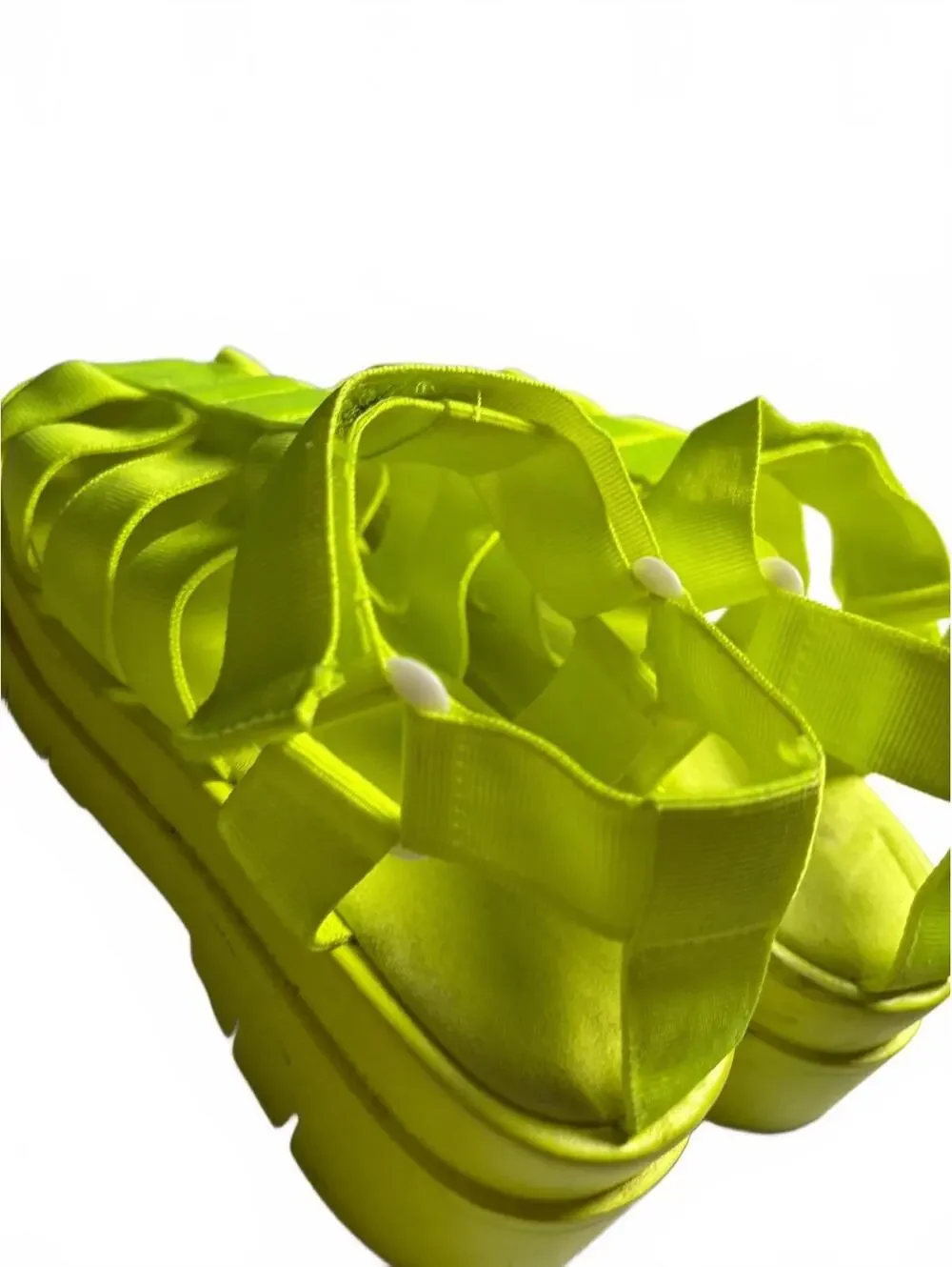 Neon Yellow Strappy Platform Sandals